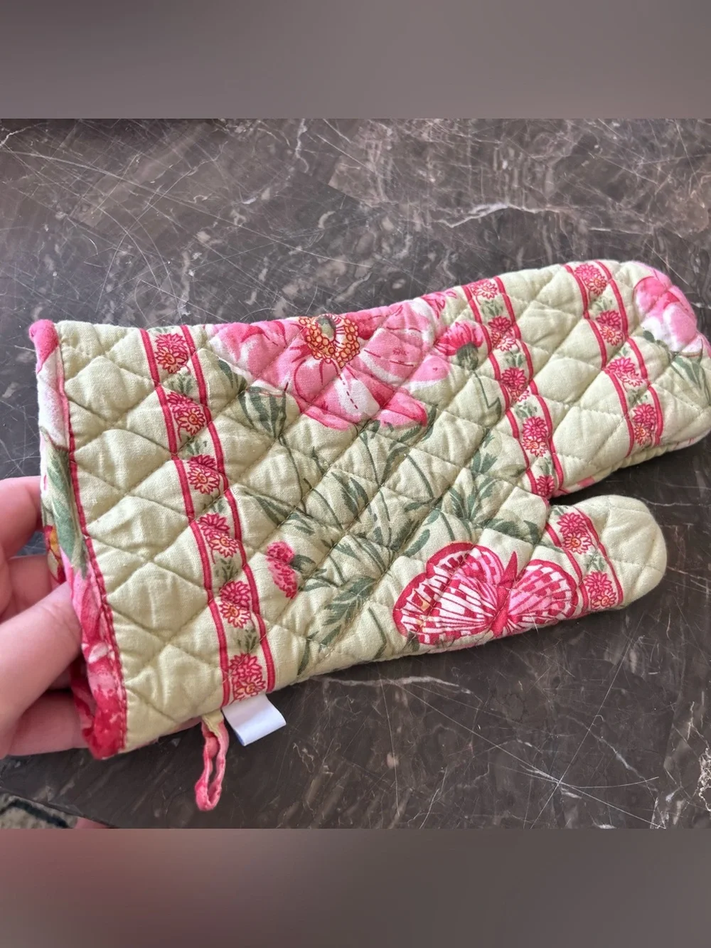 April Cornell Floral Oven Mitt Vintage Made in India 100% Cotton